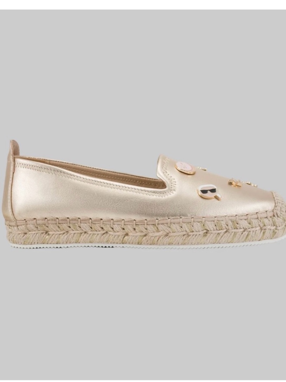 KARL LAGERFELD Metallic Gold Espadrille Slip-On Loafers - Women